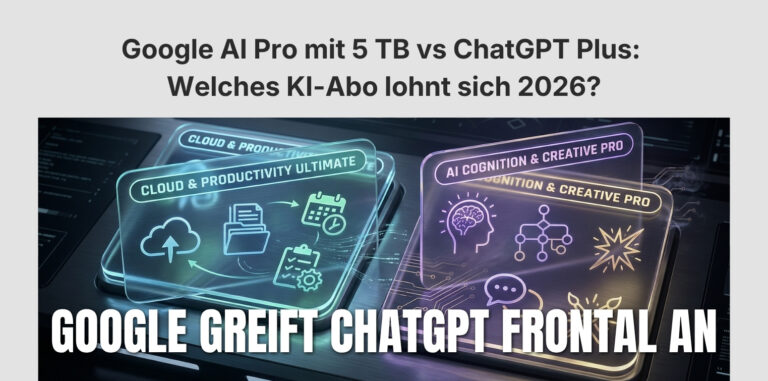 Preisvergleich Google AI Pro mit 5 TB vs ChatGPT Plus im Tech-Workspace