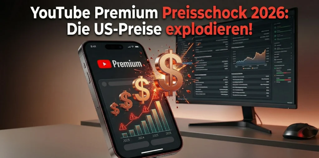 YouTube Premium Preiserhöhung 2026 auf Smartphone und Laptop