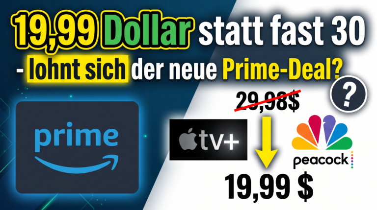 Prime Video zeigt ein Streaming-Bundle mit Apple TV+ und Peacock auf einem Smart-TV